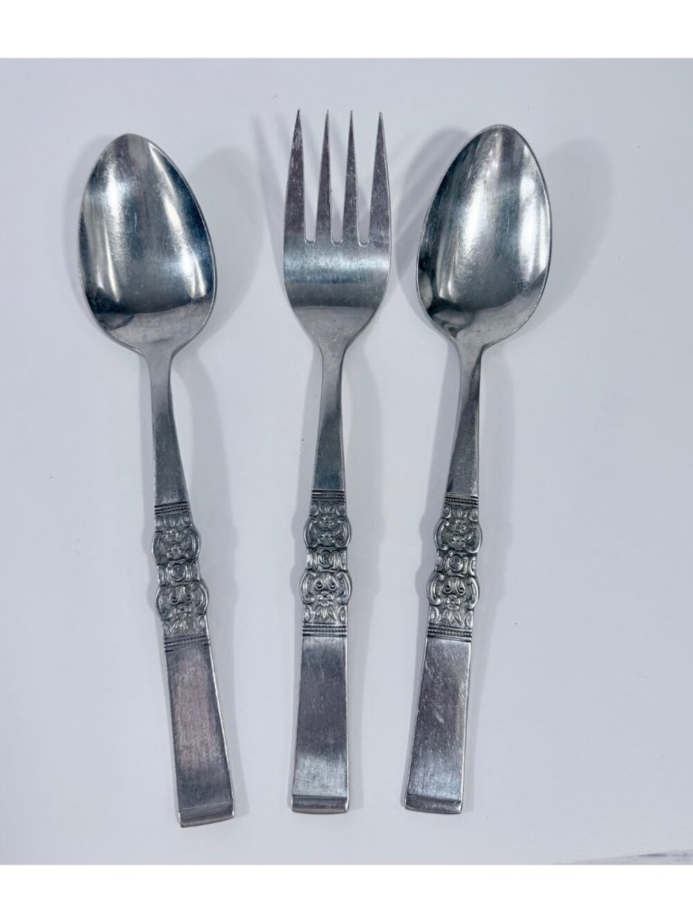 Vintage Northland Oneida Stainless Steel Serving Set Decorative Floral Handles S